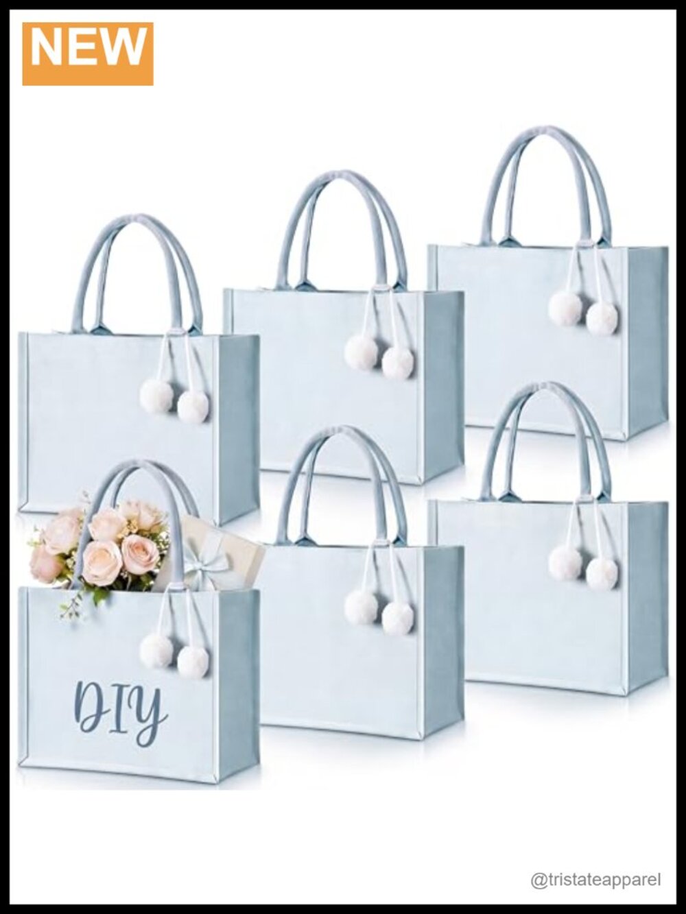 6 Pack Canvas Tote Bags DIY Bridesmaid Bulk Wedding Gift